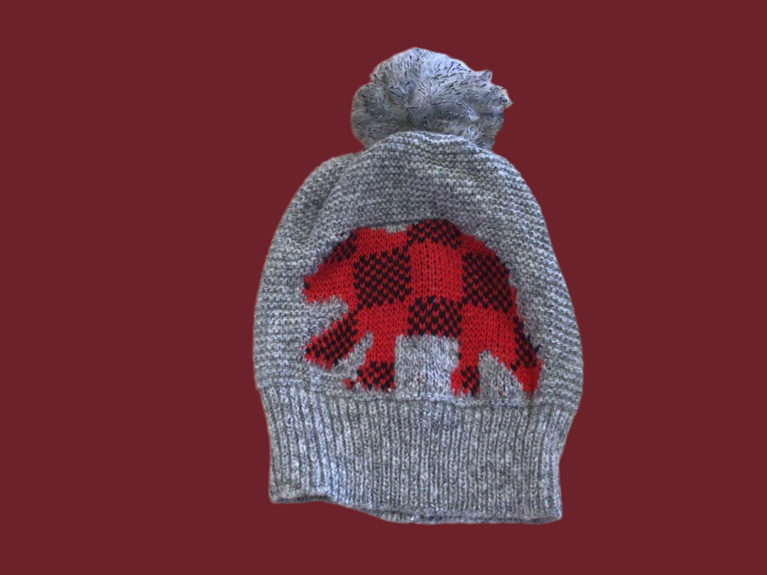Plaid bear beanie