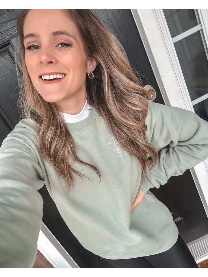 Embroidered Floral Cross Sweatshirt