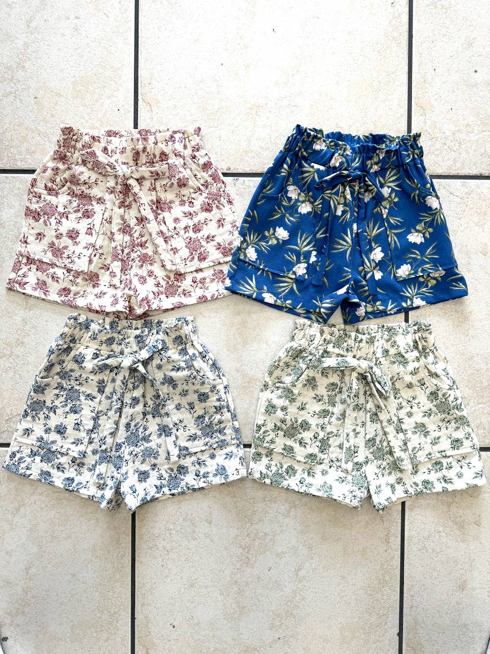 Girls Flower Print Easy Shorts
