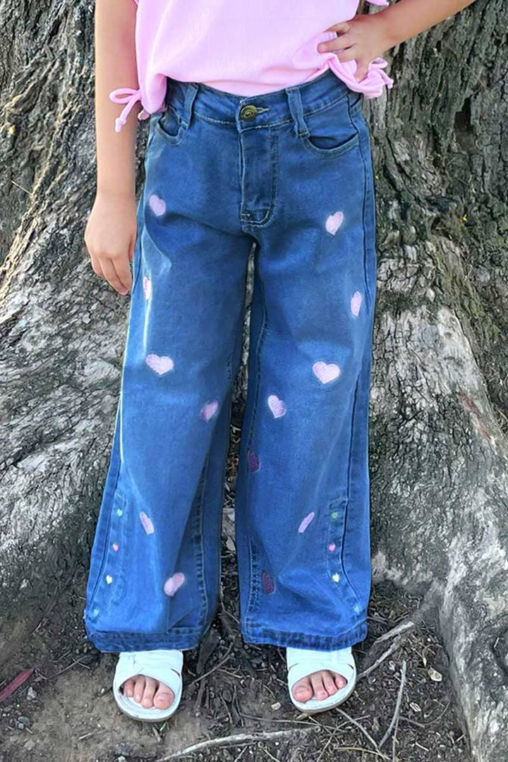 Relax Fit Jeans w/ Pink Hearts