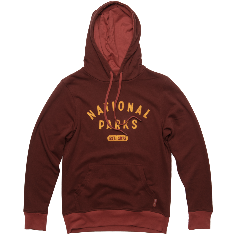 National Parks Collegiate Unisex Hoodie: Burgundy