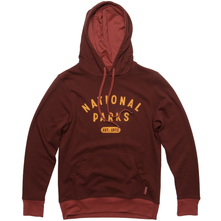 National Parks Collegiate Unisex Hoodie: Burgundy