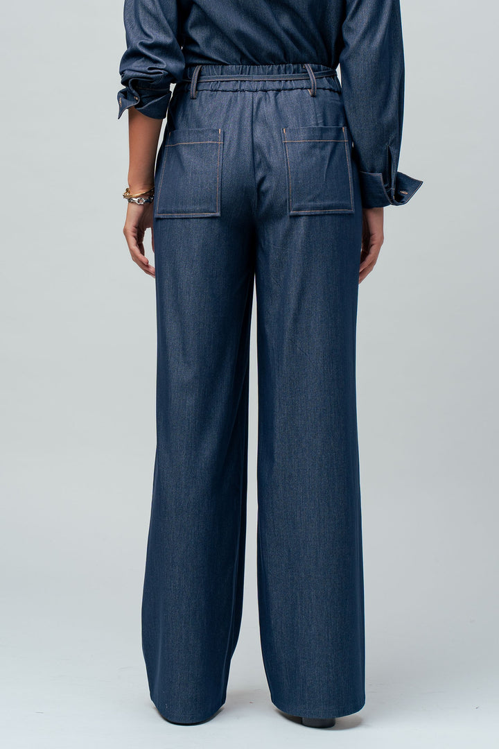 Pintucked Wide Leg Trousers