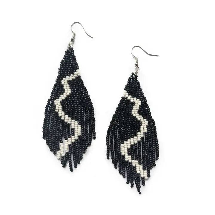 River Beaded Tassel Earrings
