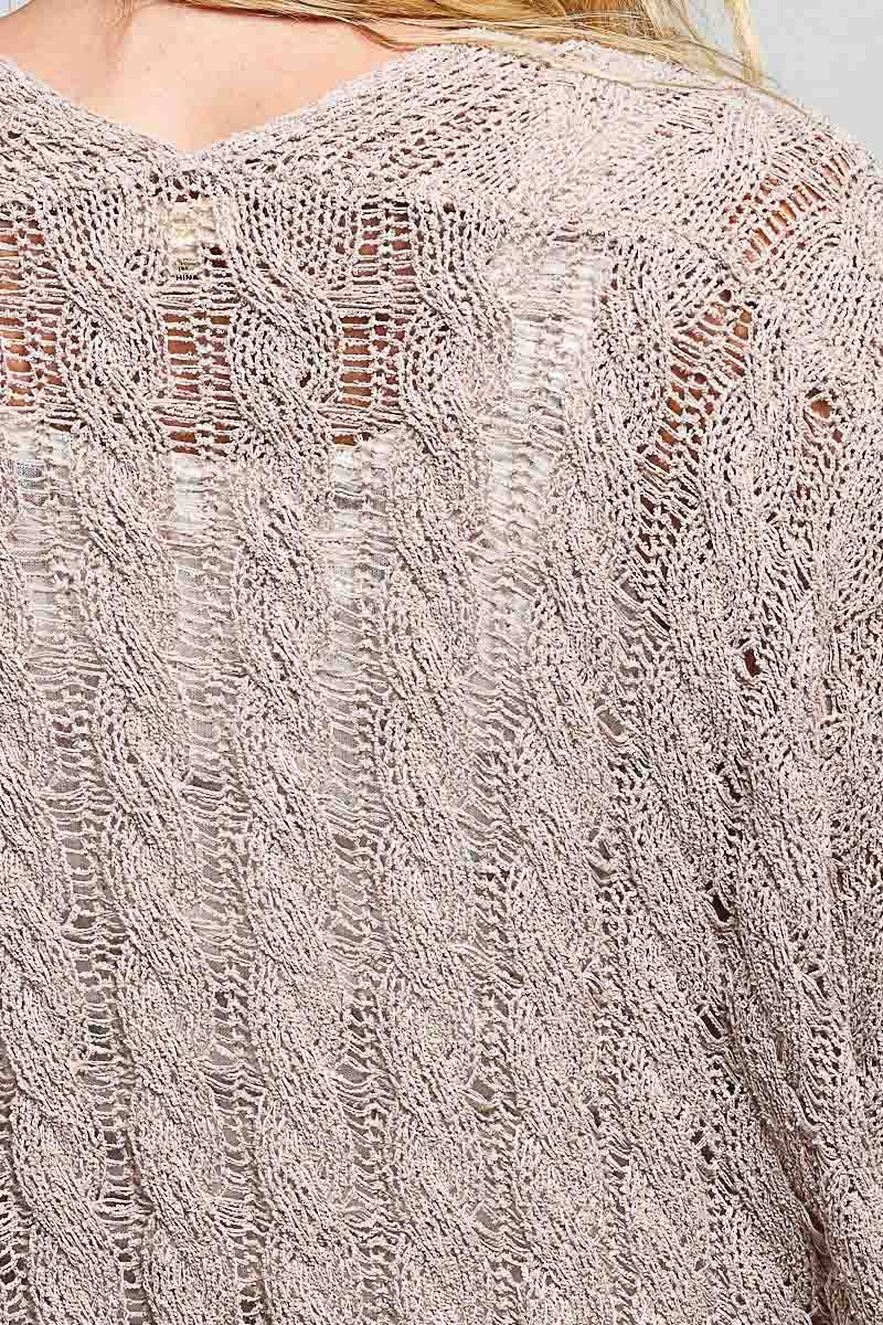 Short Sleeve Cable Sweater Cardigan
