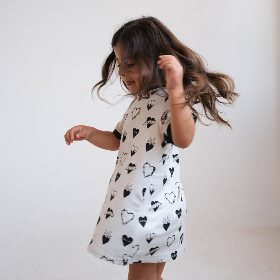 Tattoo Heart  T-Shirt Dress: