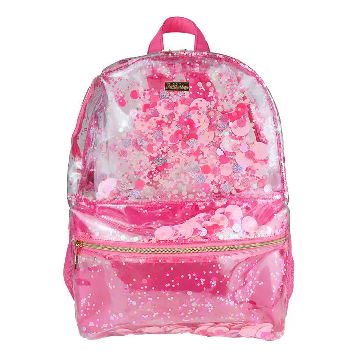 Pink Party Confetti Pink Clear Backpack