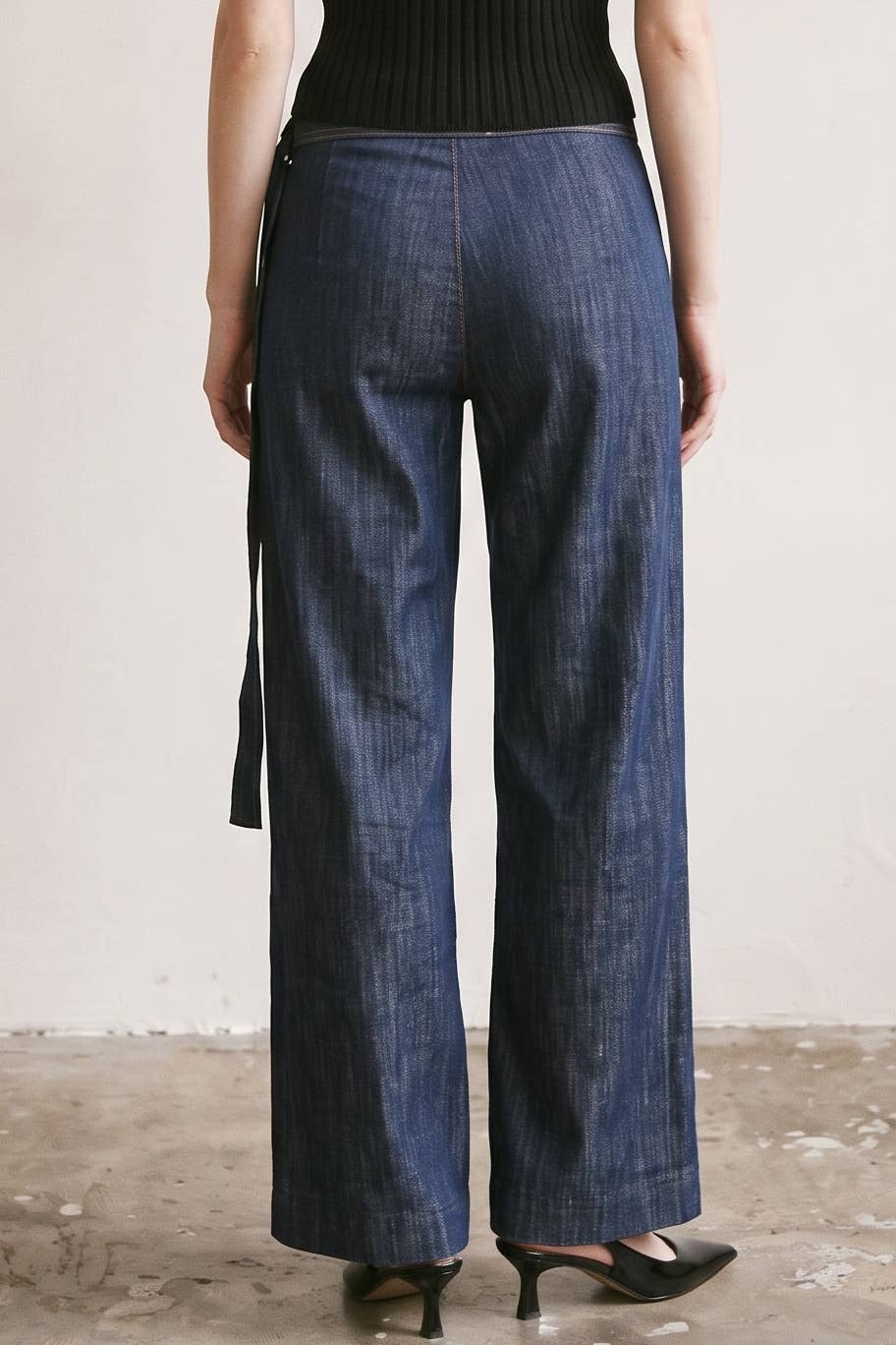 Wide Leg Denim w\ Belted Waist Strap