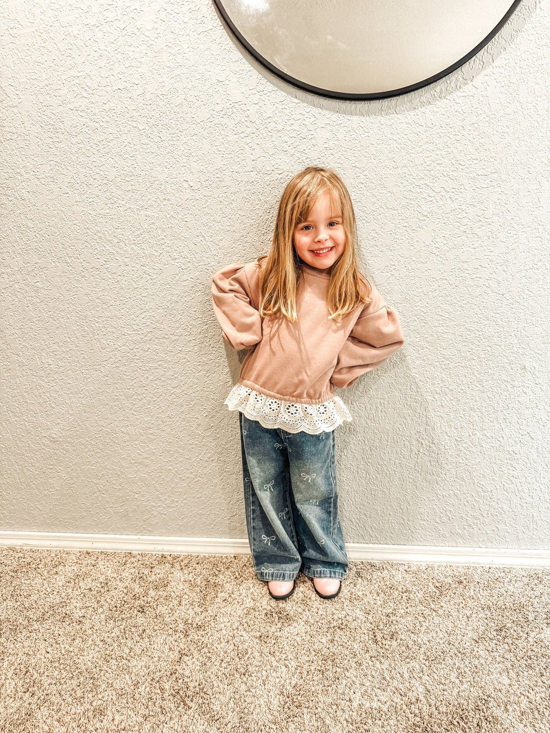 Straight Leg Bow Jeans