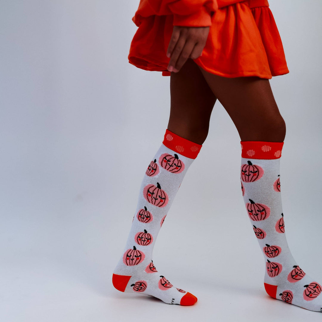 Pumpkin\polka dots Knee high socks