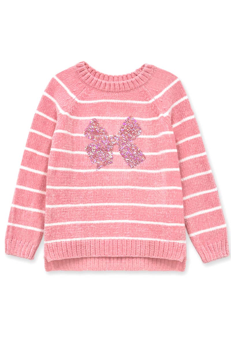 Sequins Bow Chenille Pullover Sweater