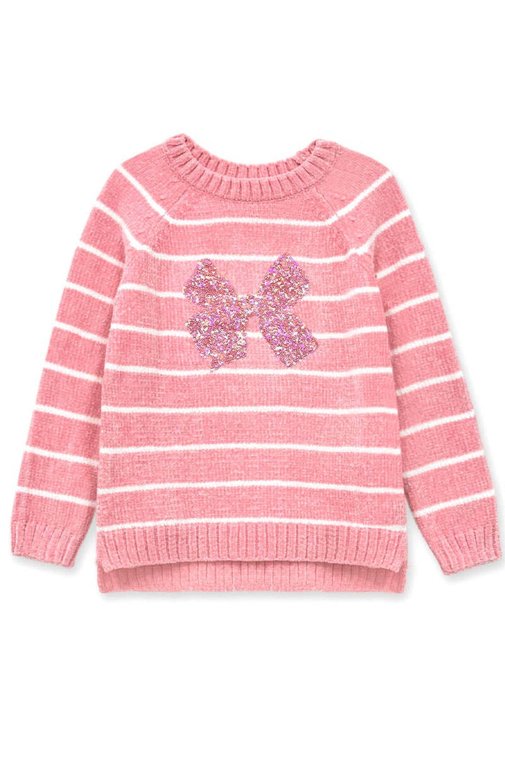 Sequins Bow Chenille Pullover Sweater