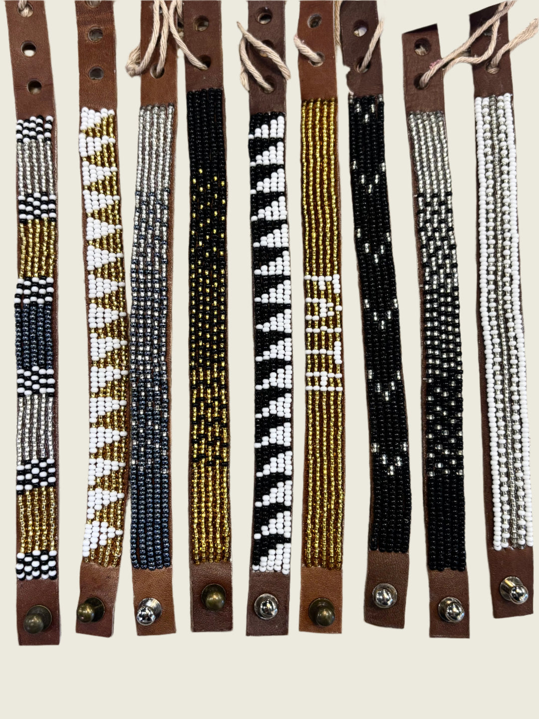 Small Swahili Coast Beaded Leather Cuff