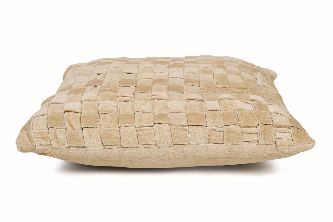 Checked Hand Woven Velvet Square Cushion