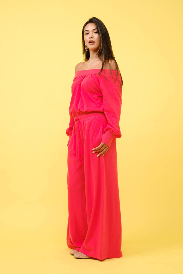 FRENCH TERRY OFF SHOULDER JUMPSUIT