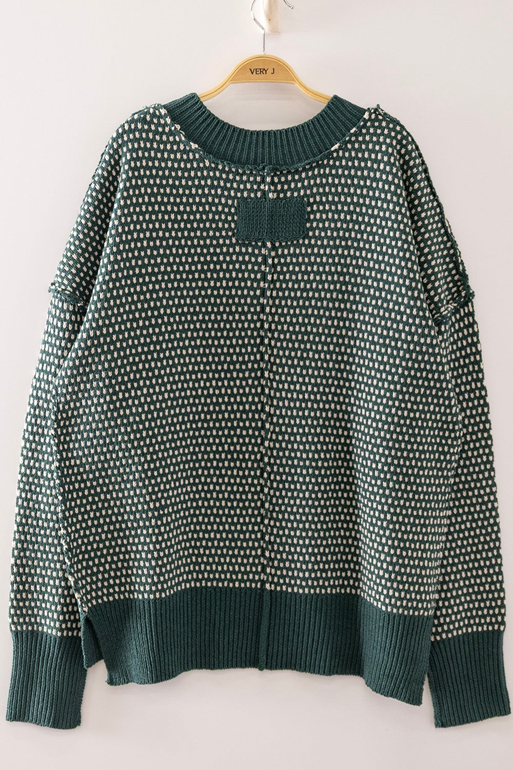 Contrast Stitch Reversible V-neck Sweater
