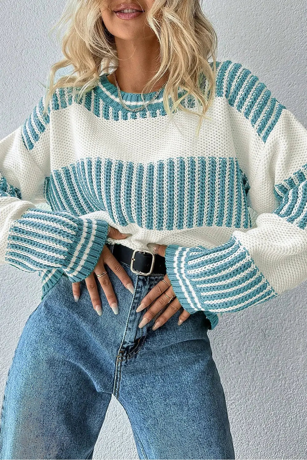 Striped Cotton Blend Sweater