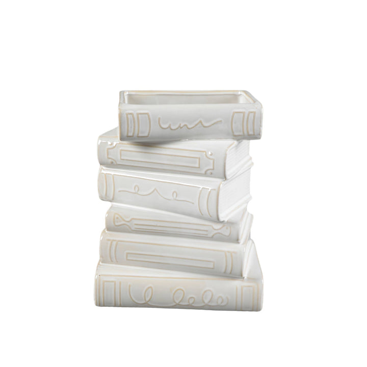 Stacked Books Ceramic Vase