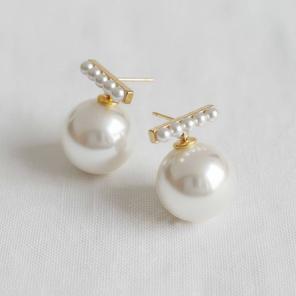 Geometric Pearl-Inspired Drop Earrings