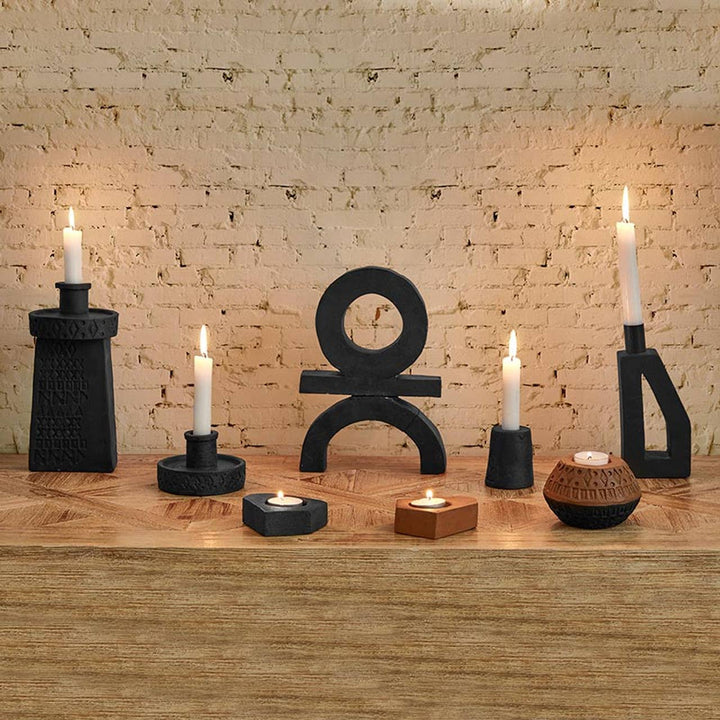 Black Puck Candleholder