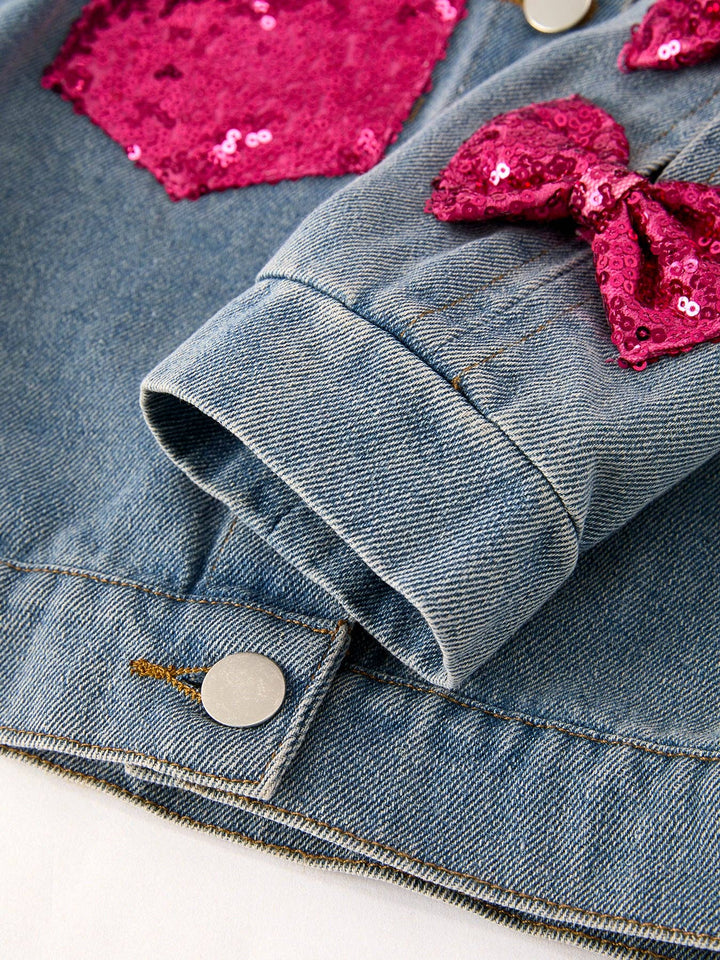 Sequined Bow Denim Jacket