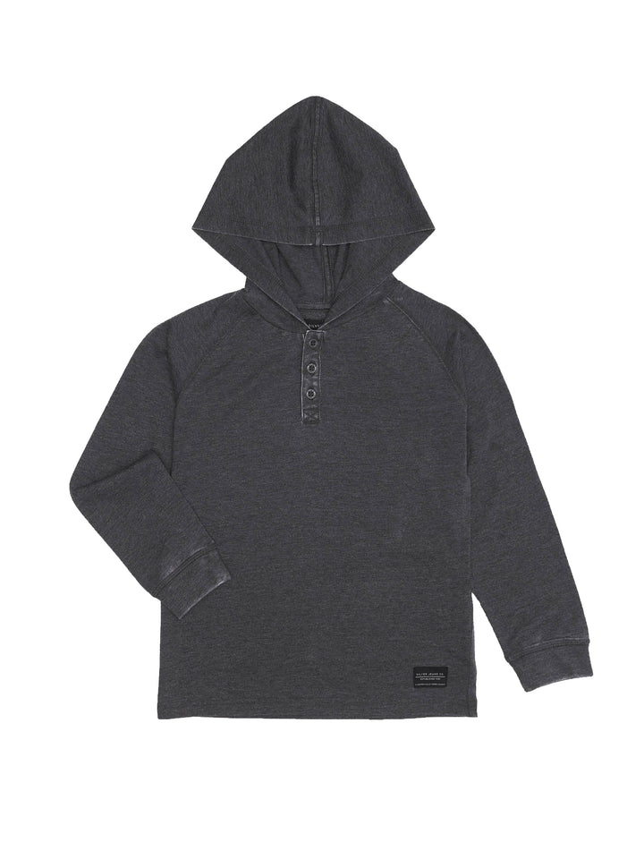 BOYS ACID WASH HENLEY HOODIE