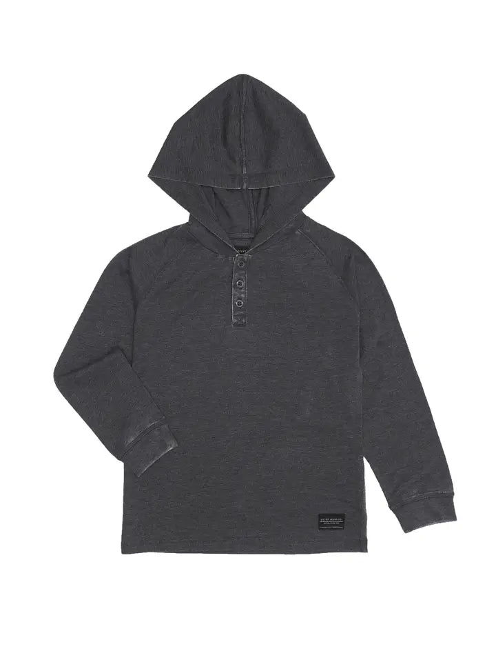 BOYS ACID WASH HENLEY HOODIE
