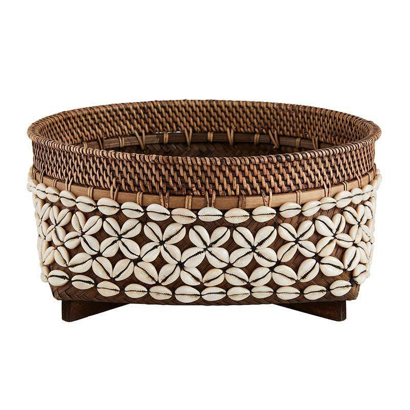Rattan Cowrie Baskets - Set of 3