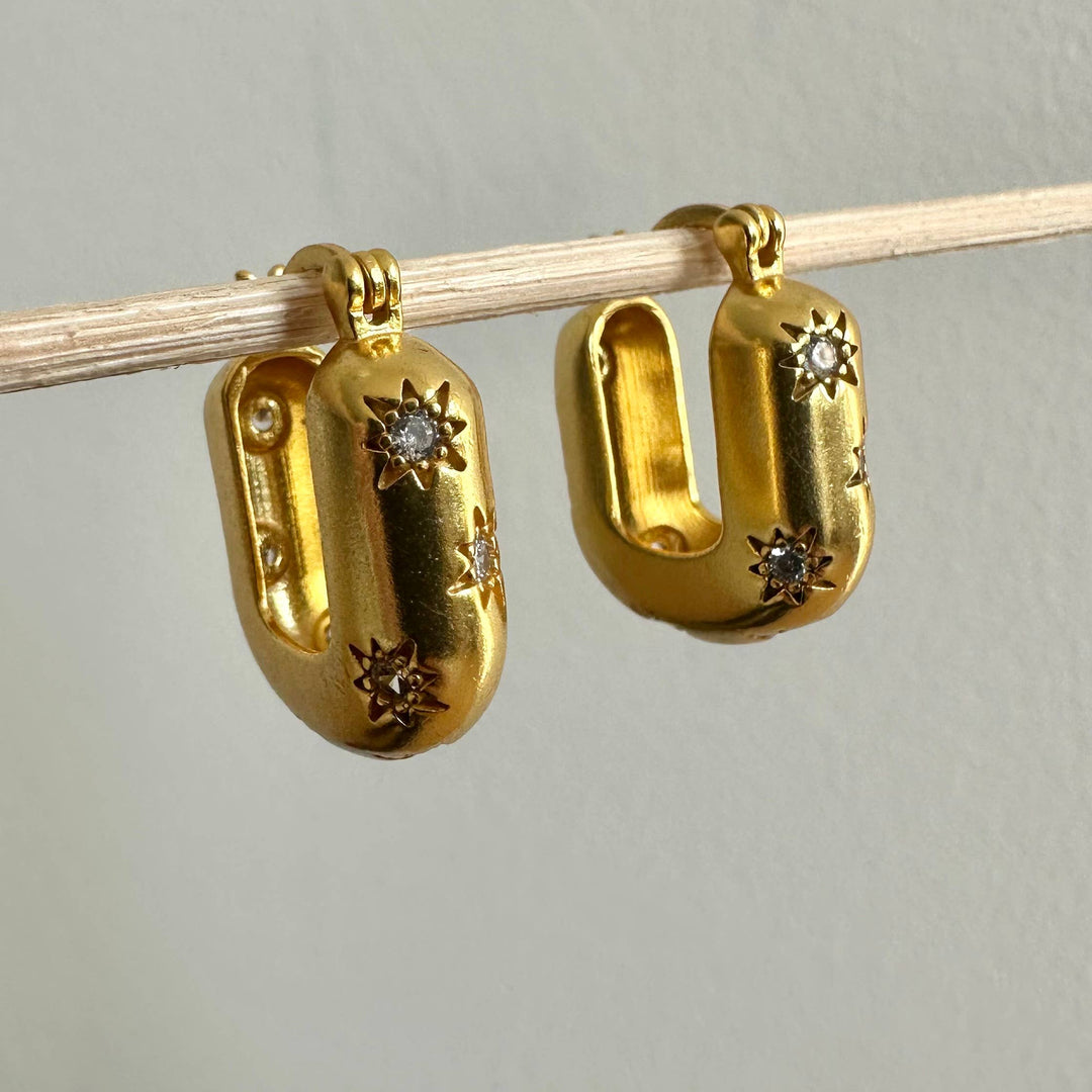 Gold Plate Modern Star Hoops