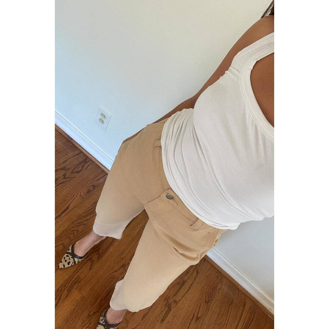CASUAL HIGH-WAISTED CROPPED PANTS