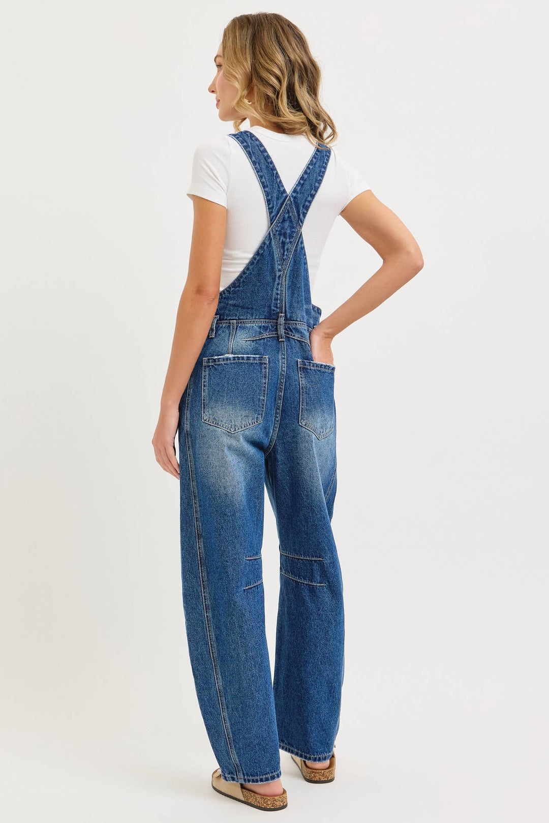BARREL-LEG DENIM OVER-ALLS