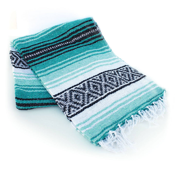 Aqua & Teal Mexican Throw Blanket