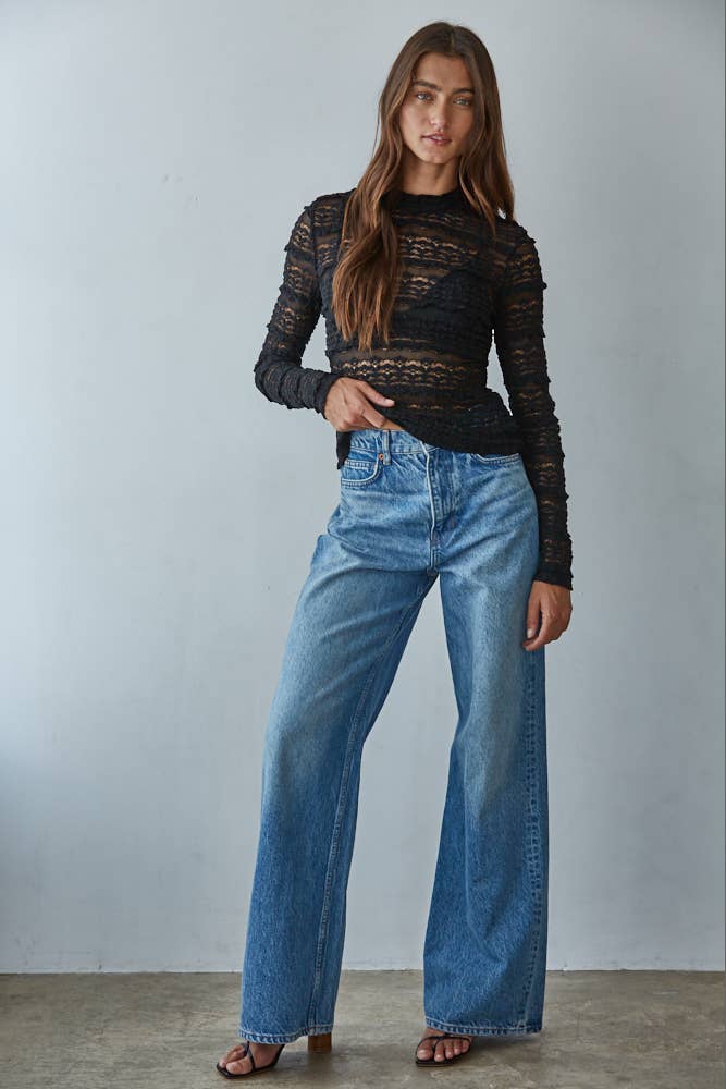 Lace See Through Mock Top