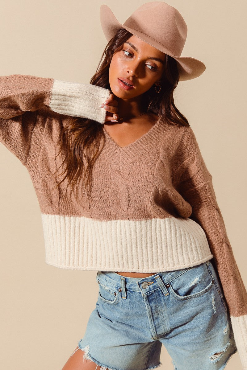 CABLE KNIT CROP SWEATER