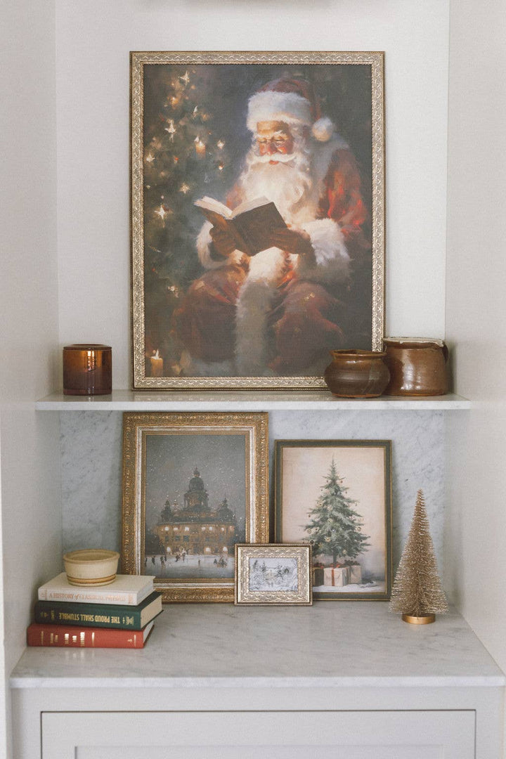 Christmas Tree with Presents Framed Antique