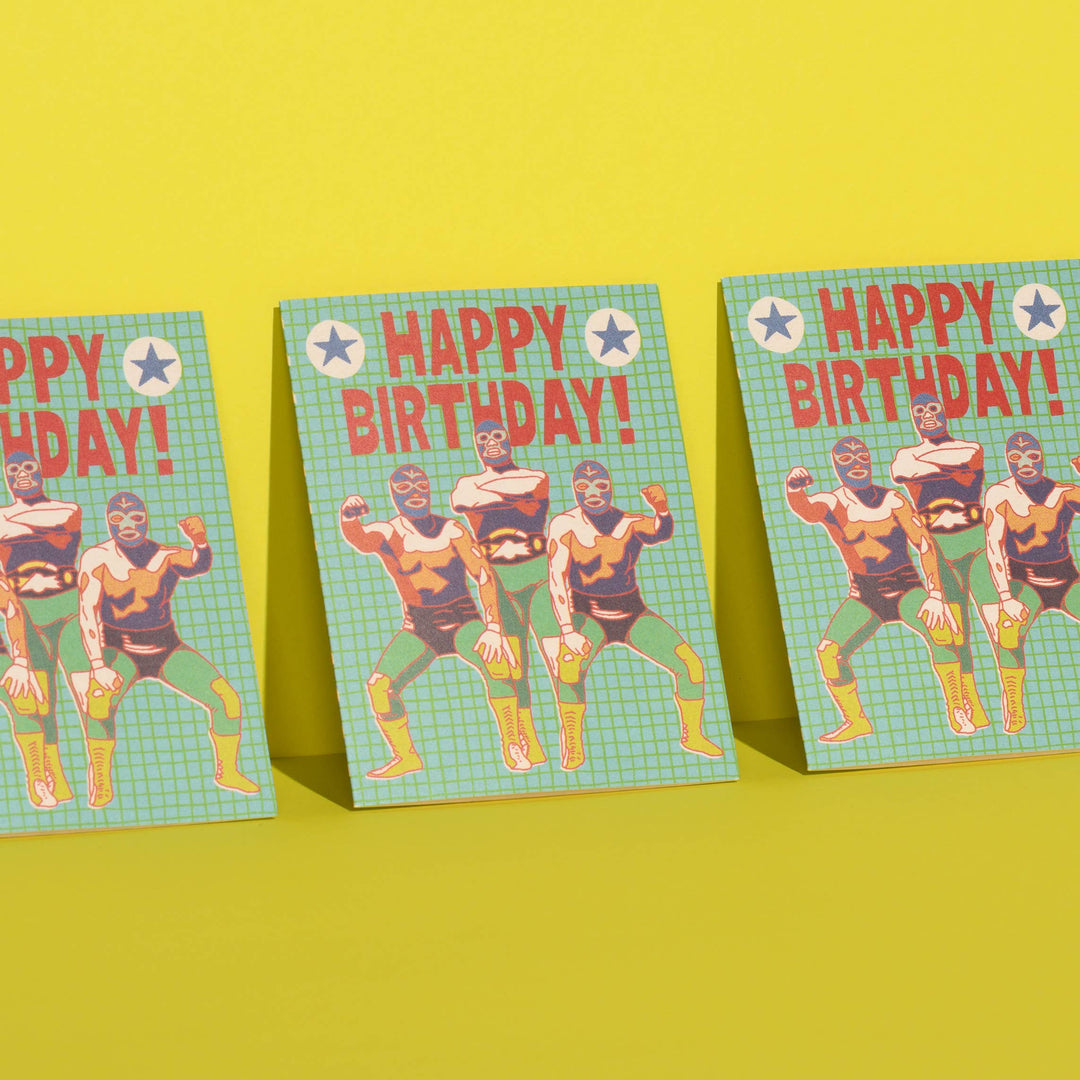 Luchador Birthday greeting card