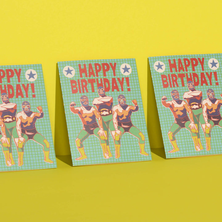 Luchador Birthday greeting card