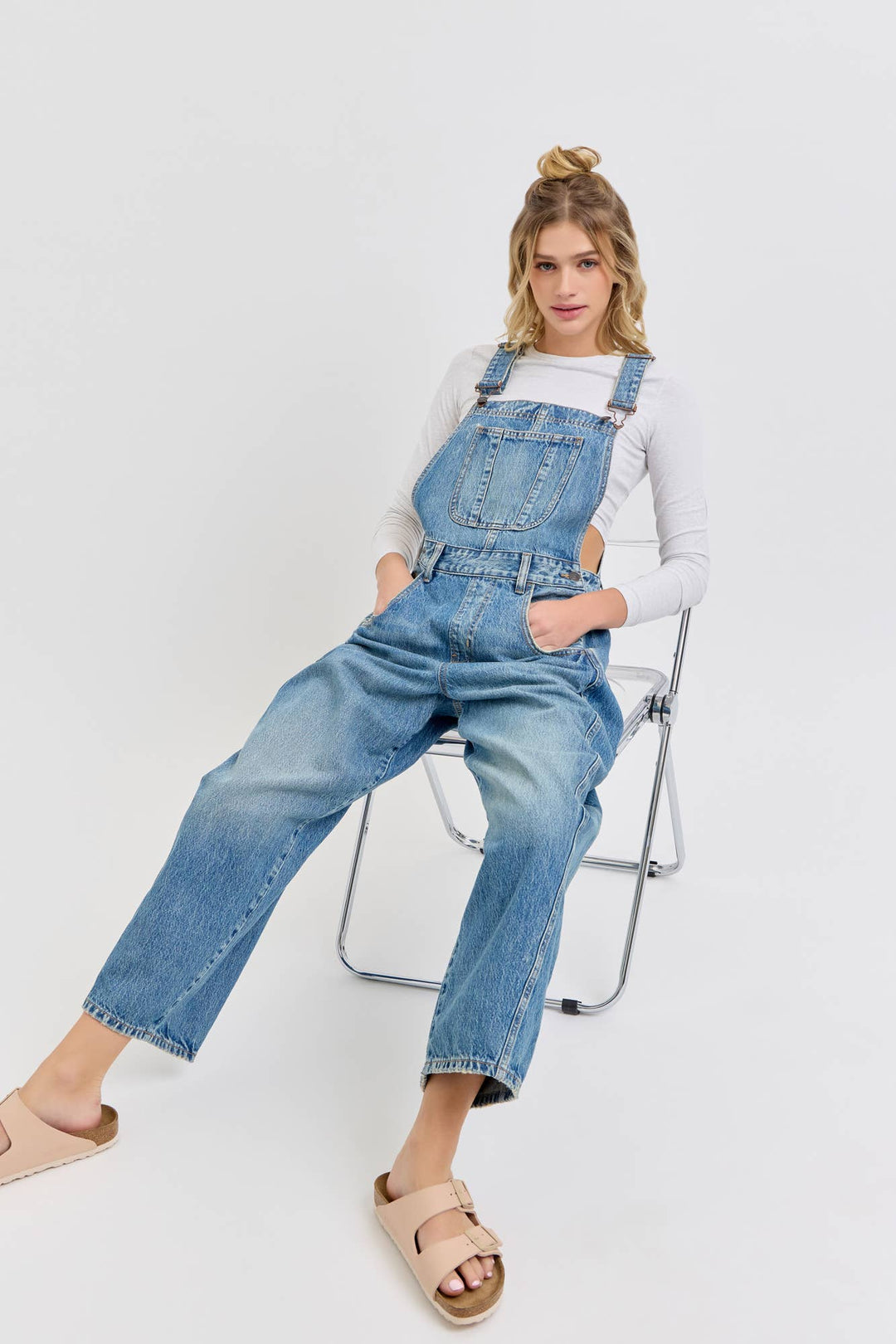 Mid Waisted Barrel Overalls