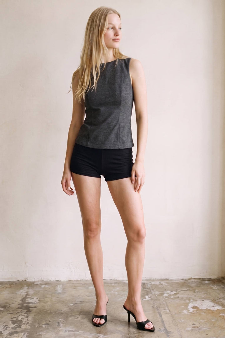 Stretch Knit Sleeveless Peplum Top