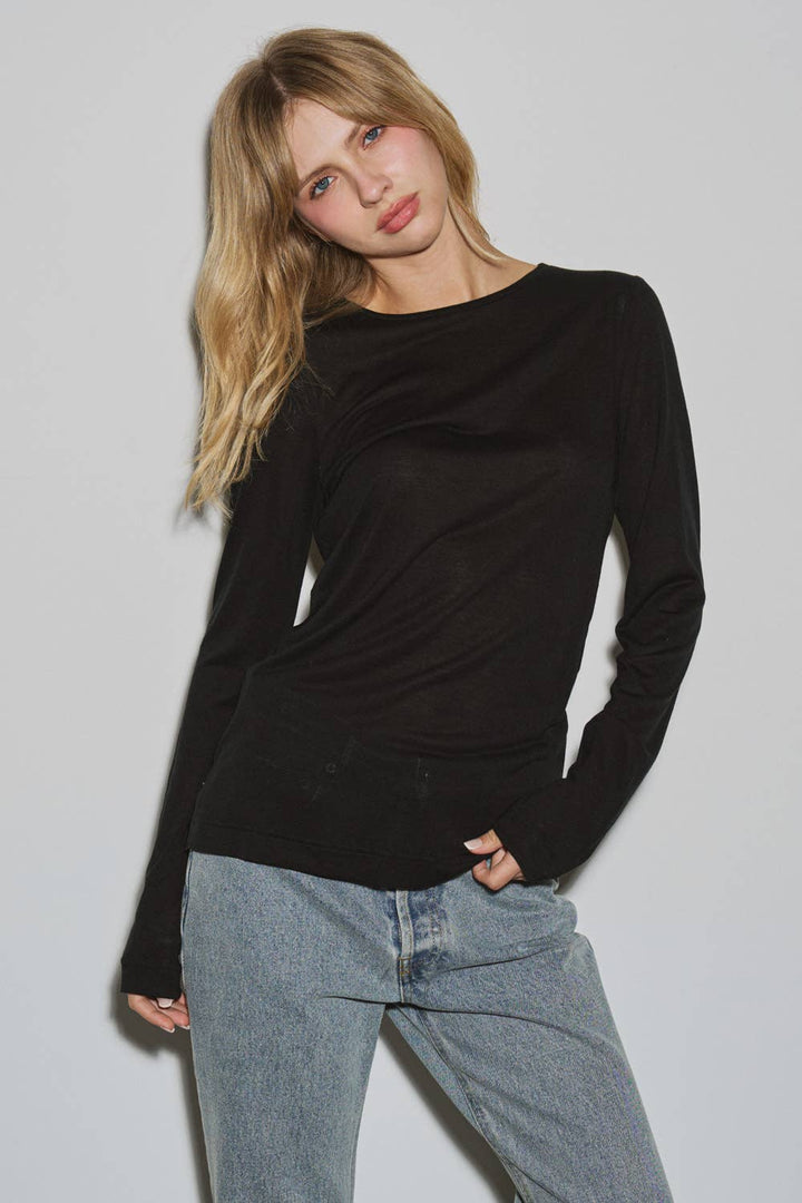 Knit Sheer Basic Top