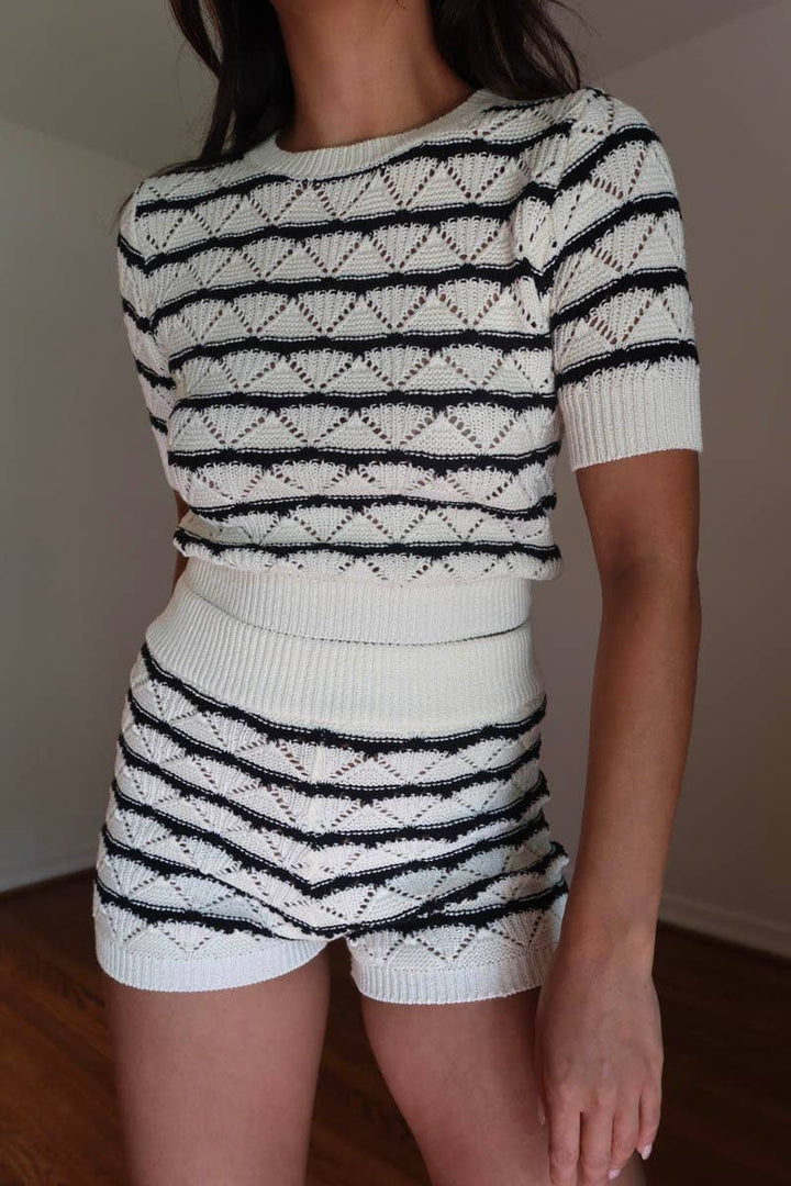 Stripe Knit Top &amp; Shorts Set