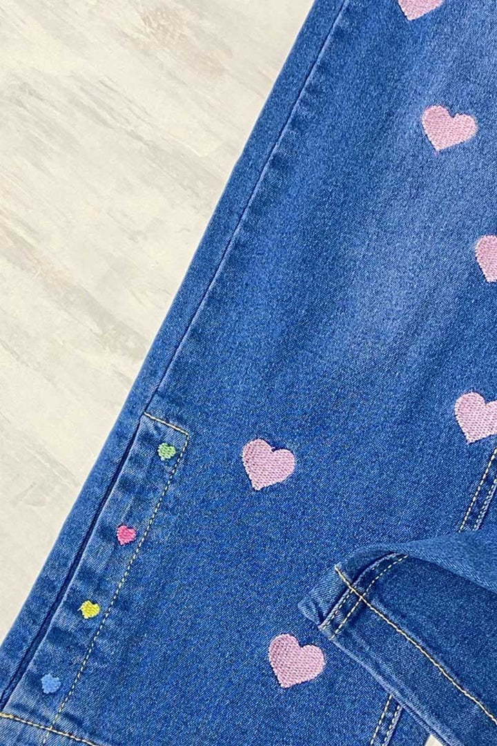 Relax Fit light  Jeans w/ Pink Hearts