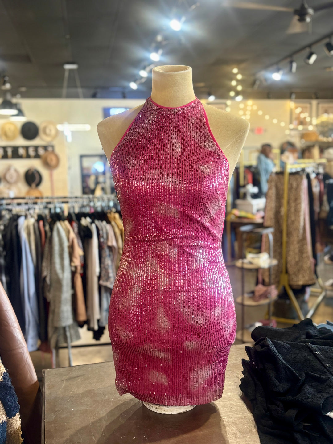 Sequin Halter Mini Dress