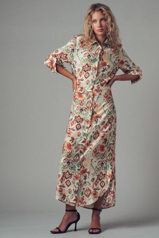 Boho Floral Western Midi Dress