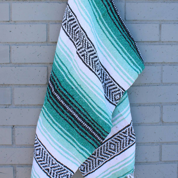 Aqua & Teal Mexican Throw Blanket