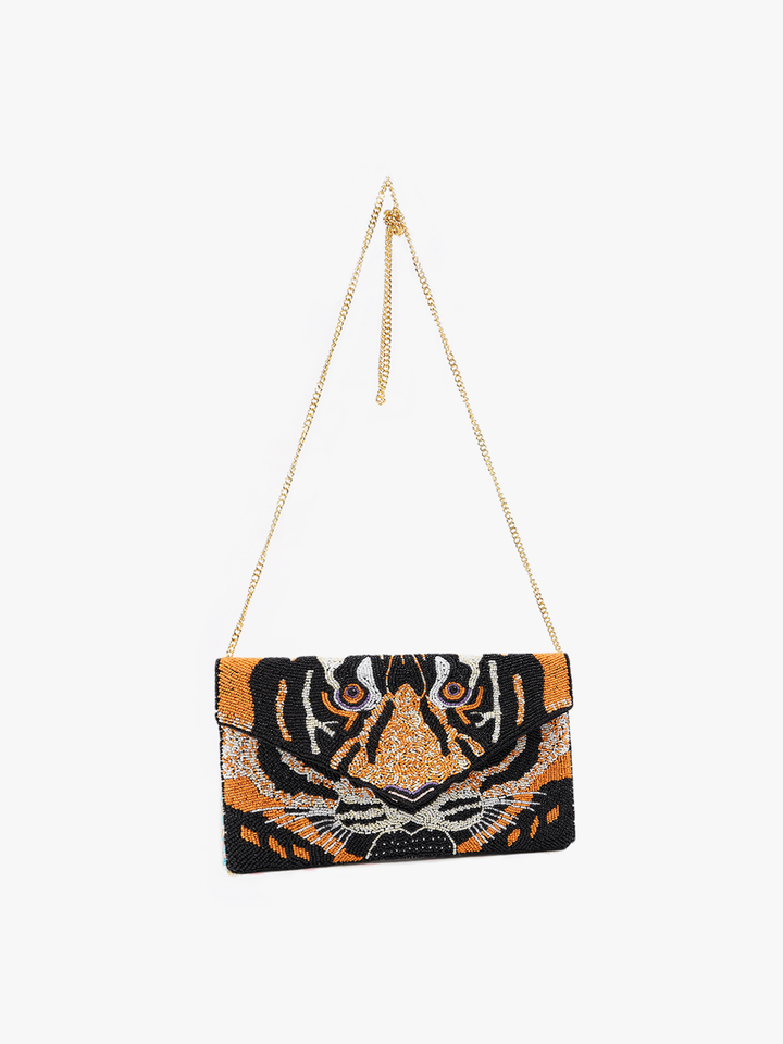 Tiger Beaded Clutch/Crossbody