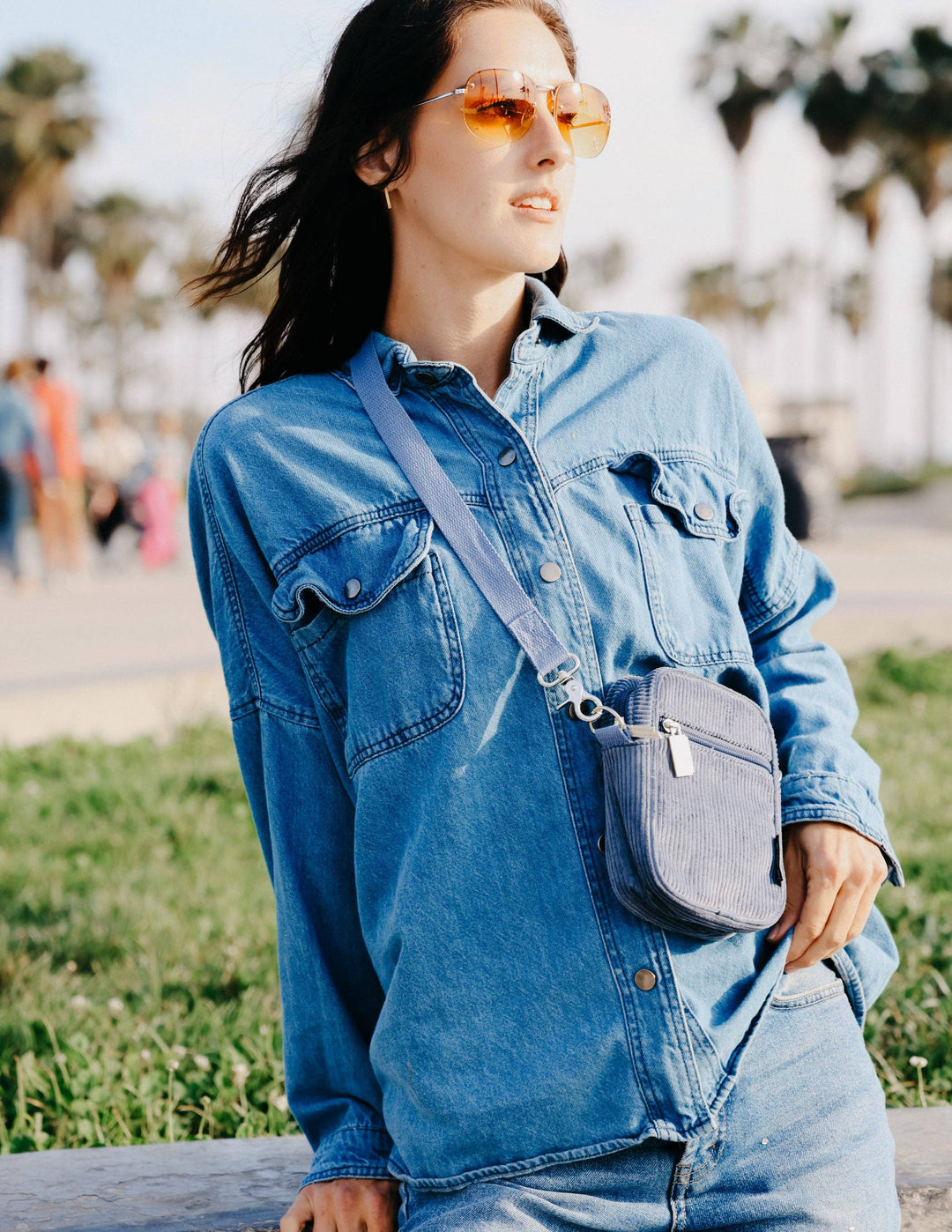 Mini Crossbody | Corduroy Slate Blue