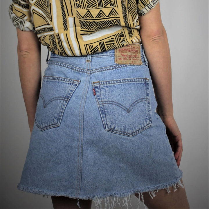 Mid-Rise Upcycled Denim Mini-Skirt