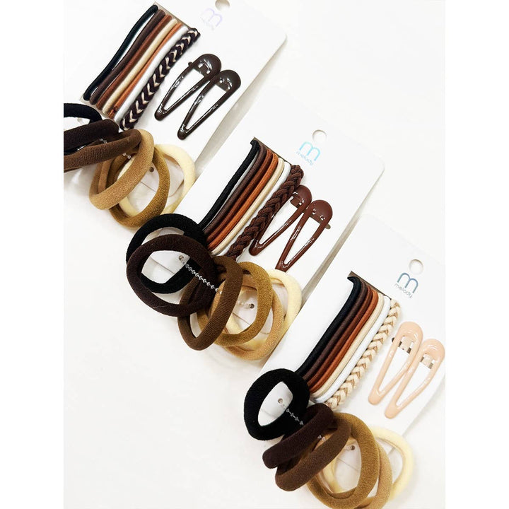 Brown Tone Assorted Hair Tie and Clip Set