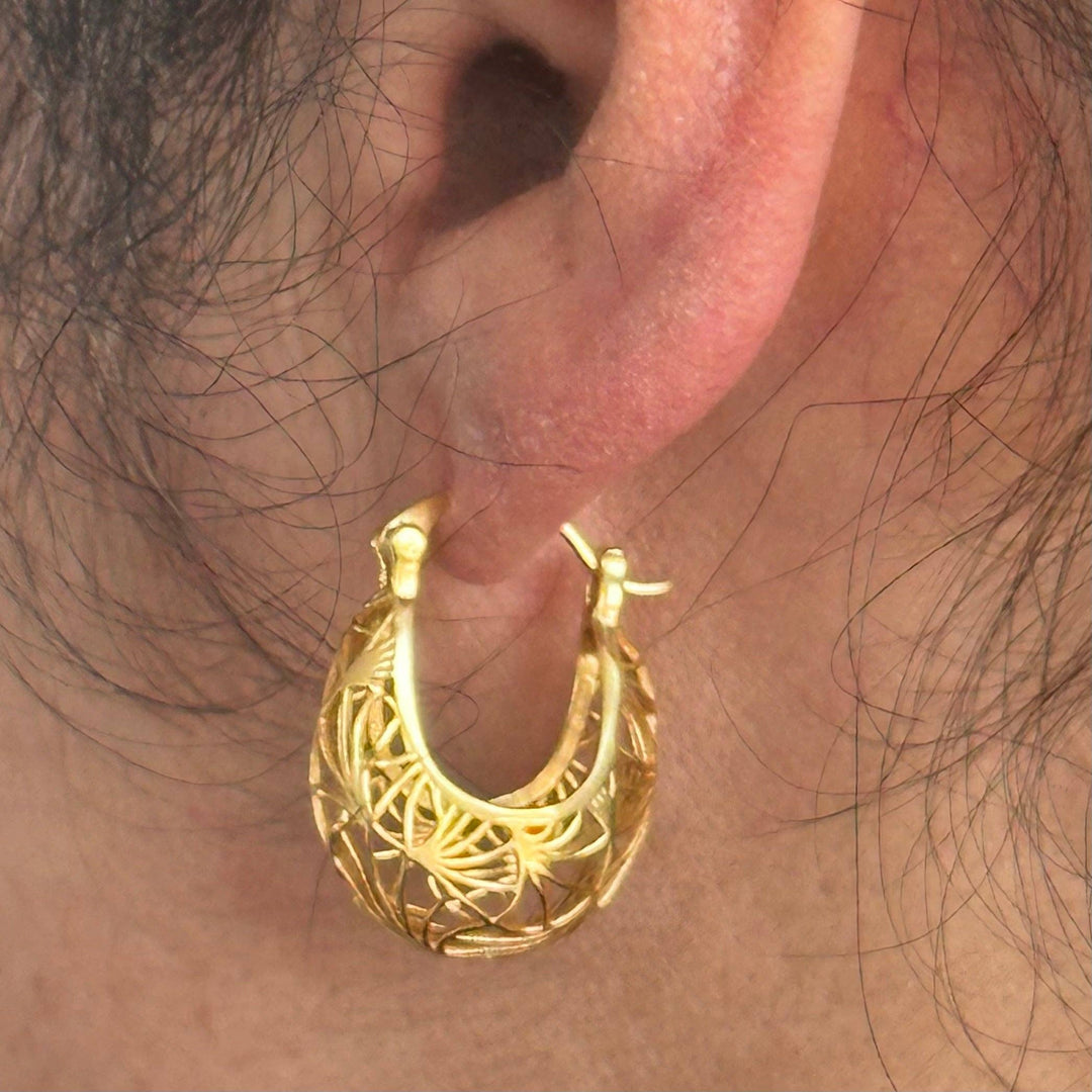 18K Gold Plate Basket Hoops